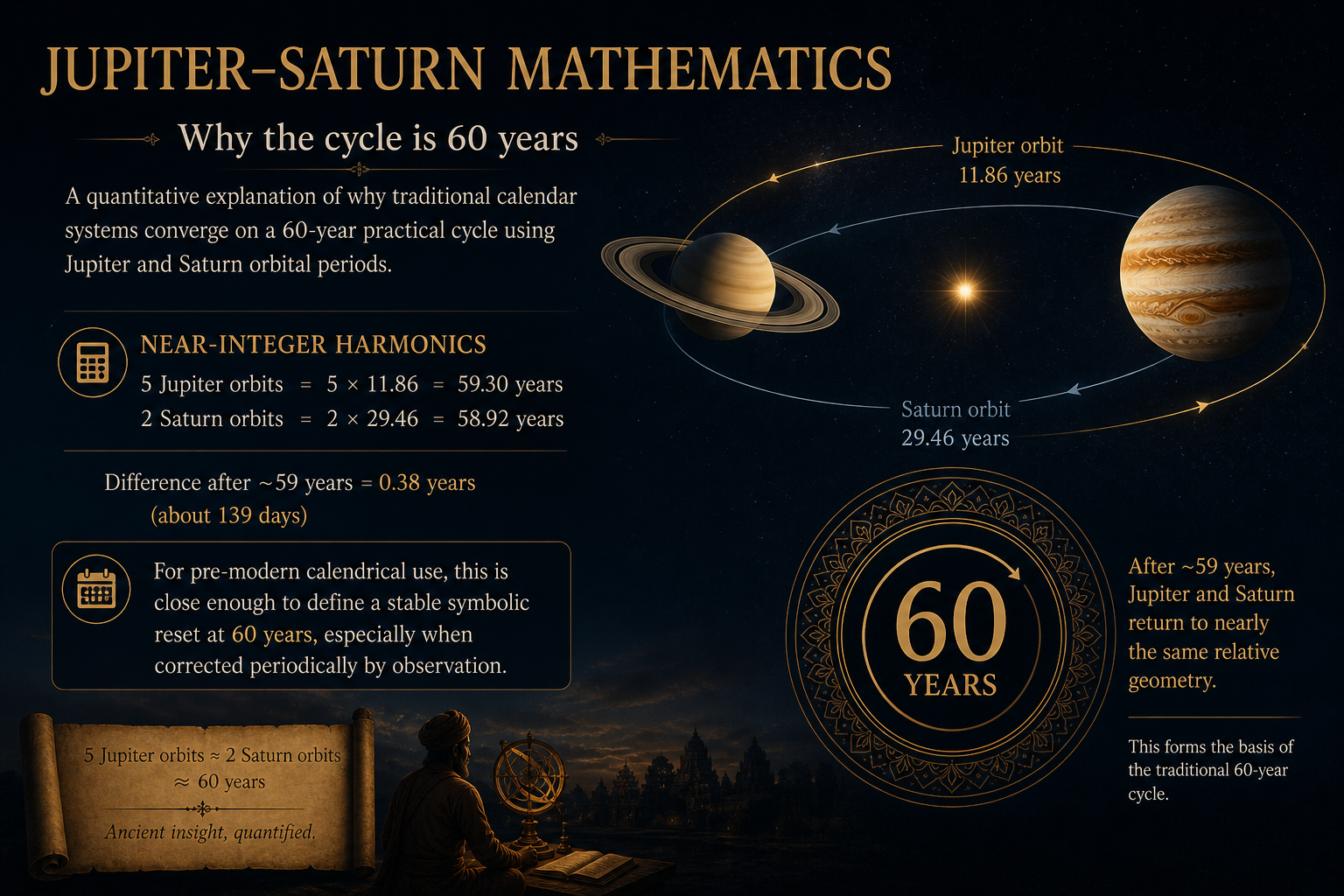 Jupiter and Saturn 60-year cycle math diagram